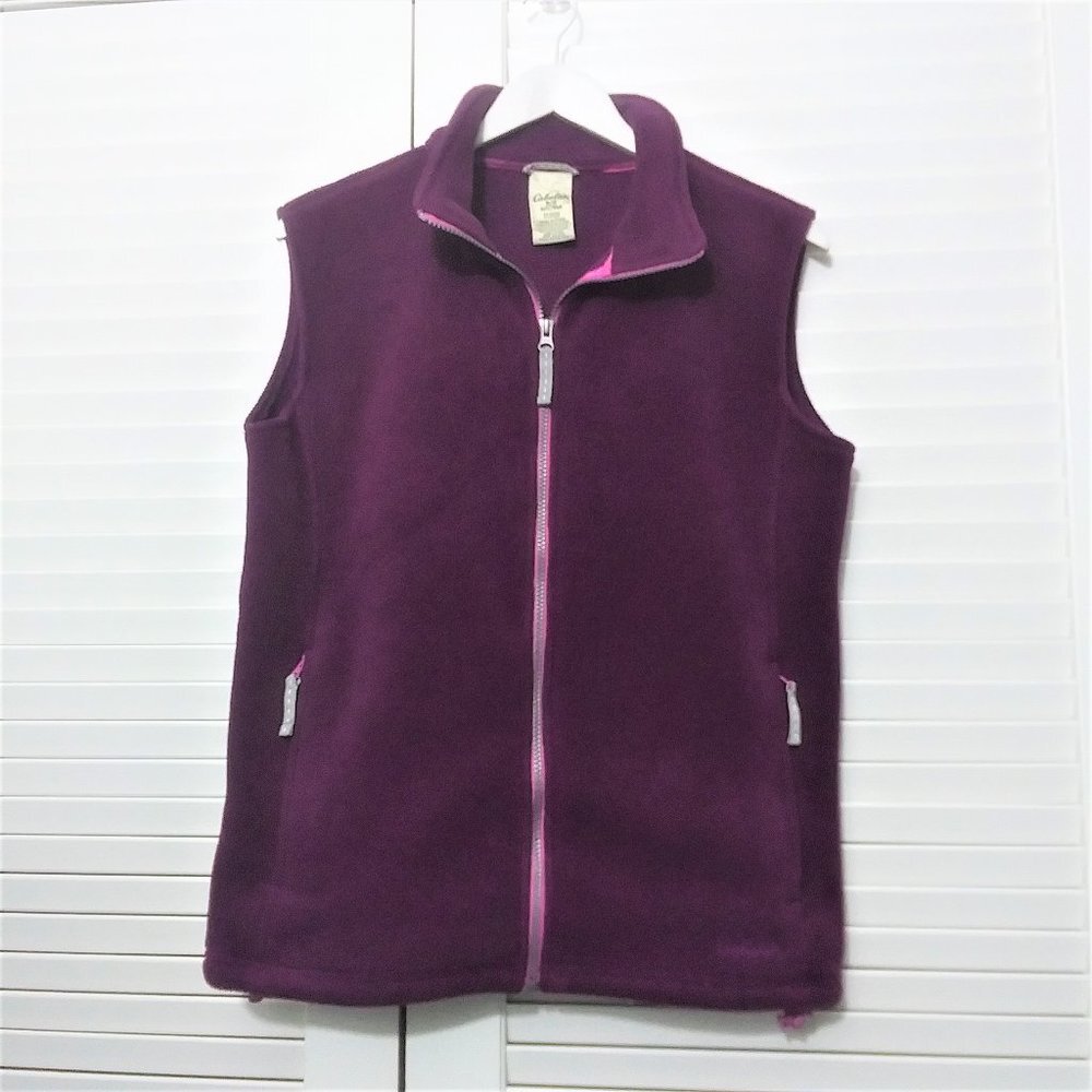 Cabelas Womens Full Zip Fleece‎ Vest with Pockets Purple Color
